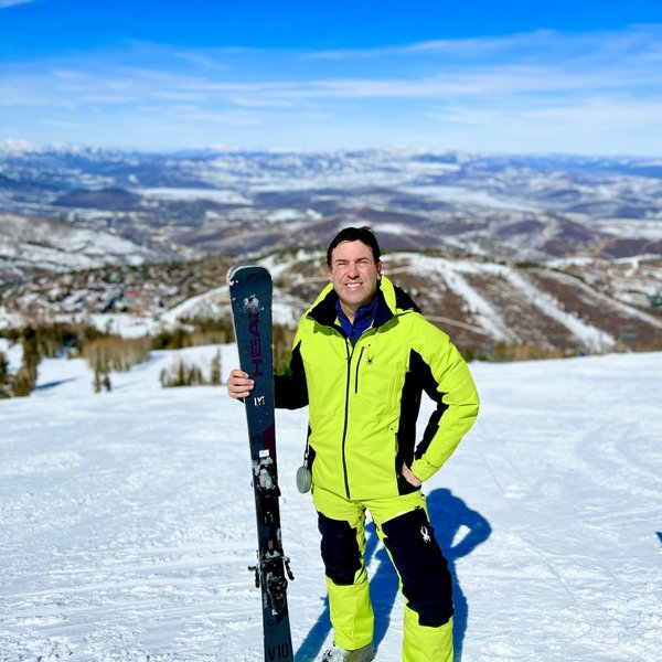 Arnold Buckman standing at the top of the slope
